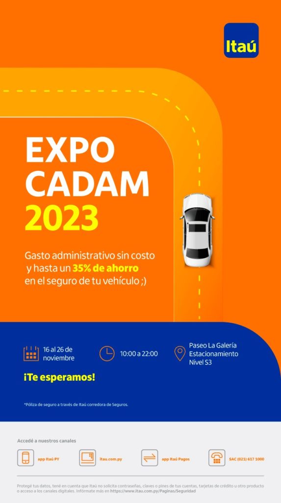 Itaú ofrece beneficios únicos en la Cadam Motor Show 2023